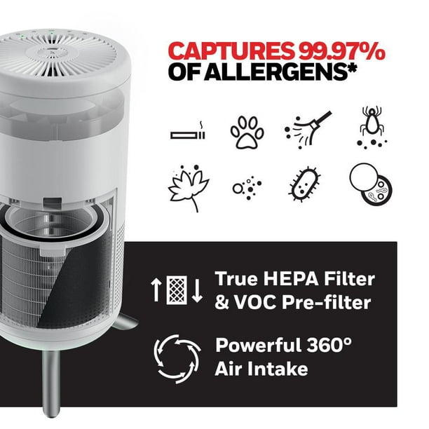 Purificateur d’air HEPA véritable série Designer HPA830WC Honeywell avec la  technologie UltraQuiet et godet pour aromathérapie apaisante