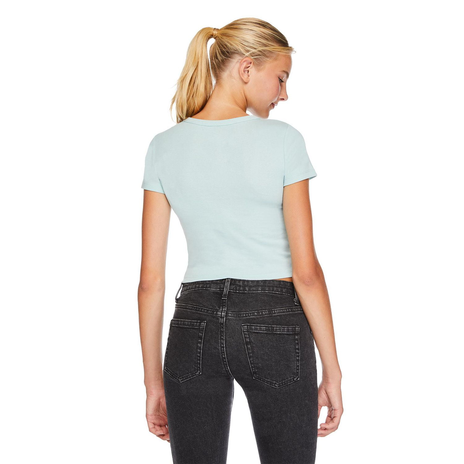 T-shirt côtelé coupe bébé No Boundaries pour femmes Tailles TP–TTG