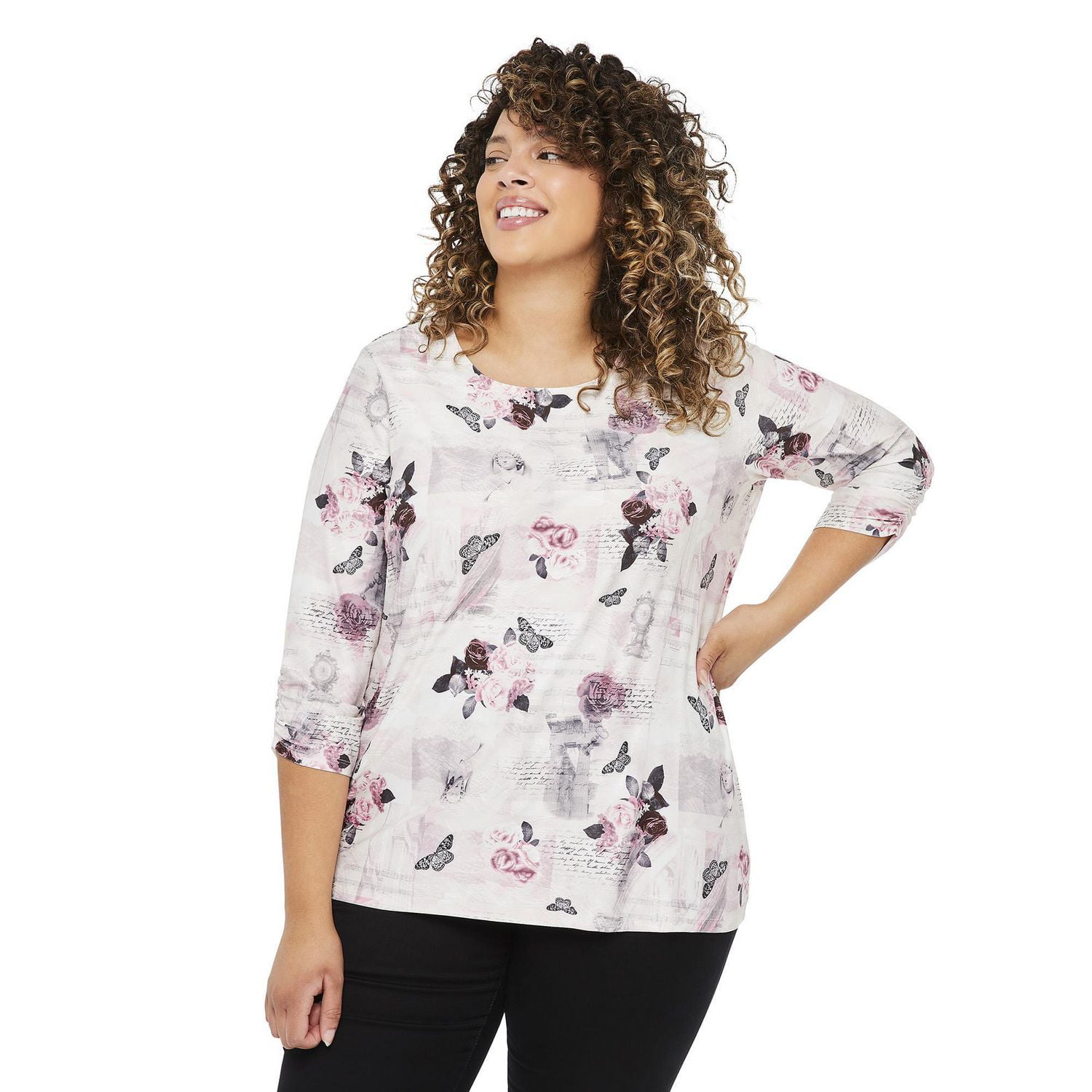 George Plus Women's Printed 3/4 Sleeve Top