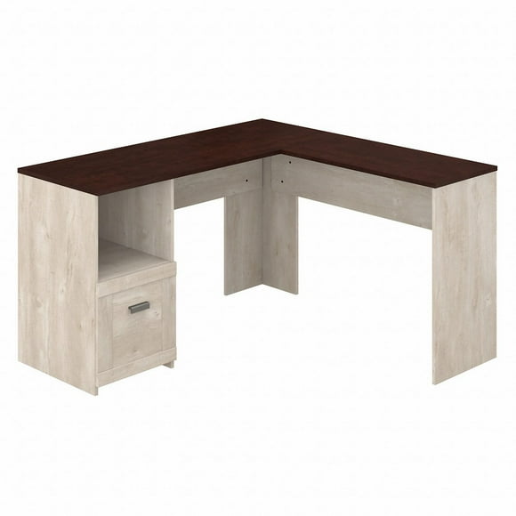 Bureau en L 54L Townhill de Bush Furniture, gris délavé et cerisier Madison