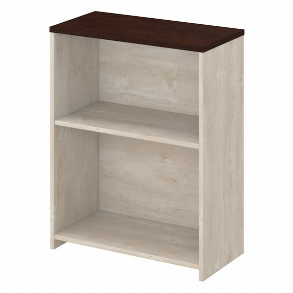 Bibliothèque à 2 tablettes Townhill de Bush Furniture, gris délavé et cerisier Madison