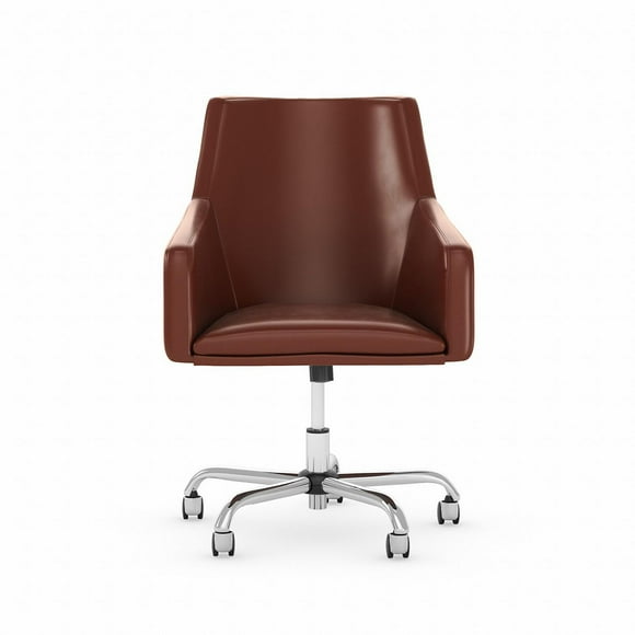 Chaise en cuir à dossier enveloppant moyen Cabot de Bush Furniture, cerisier naturel