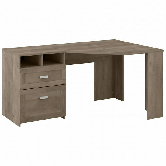Bureau réversible en coin 60L avec rangement Wheaton de Bush Furniture, gris bois de grève