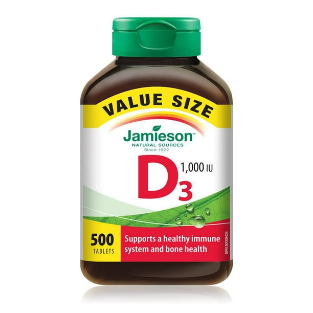 Jamieson Comprimés de Vitamine D3 1000 UI - Format Économique 500 Comprimés