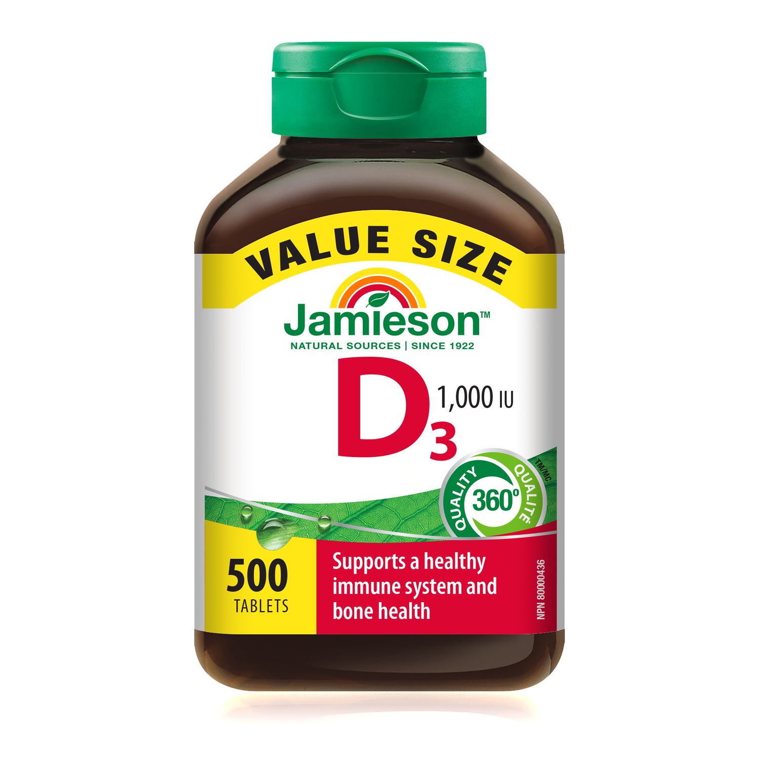 Jamieson Vitamin D3 Tablets, 1000 IU, 500 Count