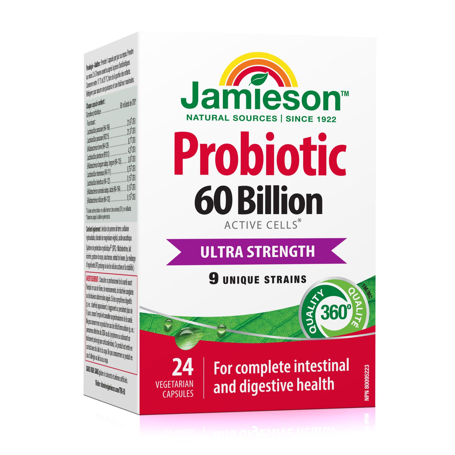 Jamieson capsules probiotiques, 60 milliards UFC, végétarien, ultra fort, 24 capsules