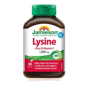 Jamieson Lysine Caplets with Zinc and Vitamin C, 1000 mg, 60 Count