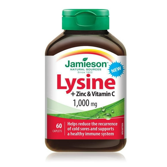 Jamieson Lysine + Zinc & Vitamin C 1,000mg Caplets, 60 Caplets