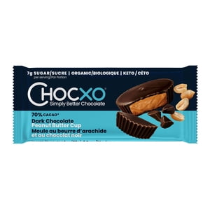 Chocxo Organic Dark Chocolate Peanut Butter Cups, 70% Cocao