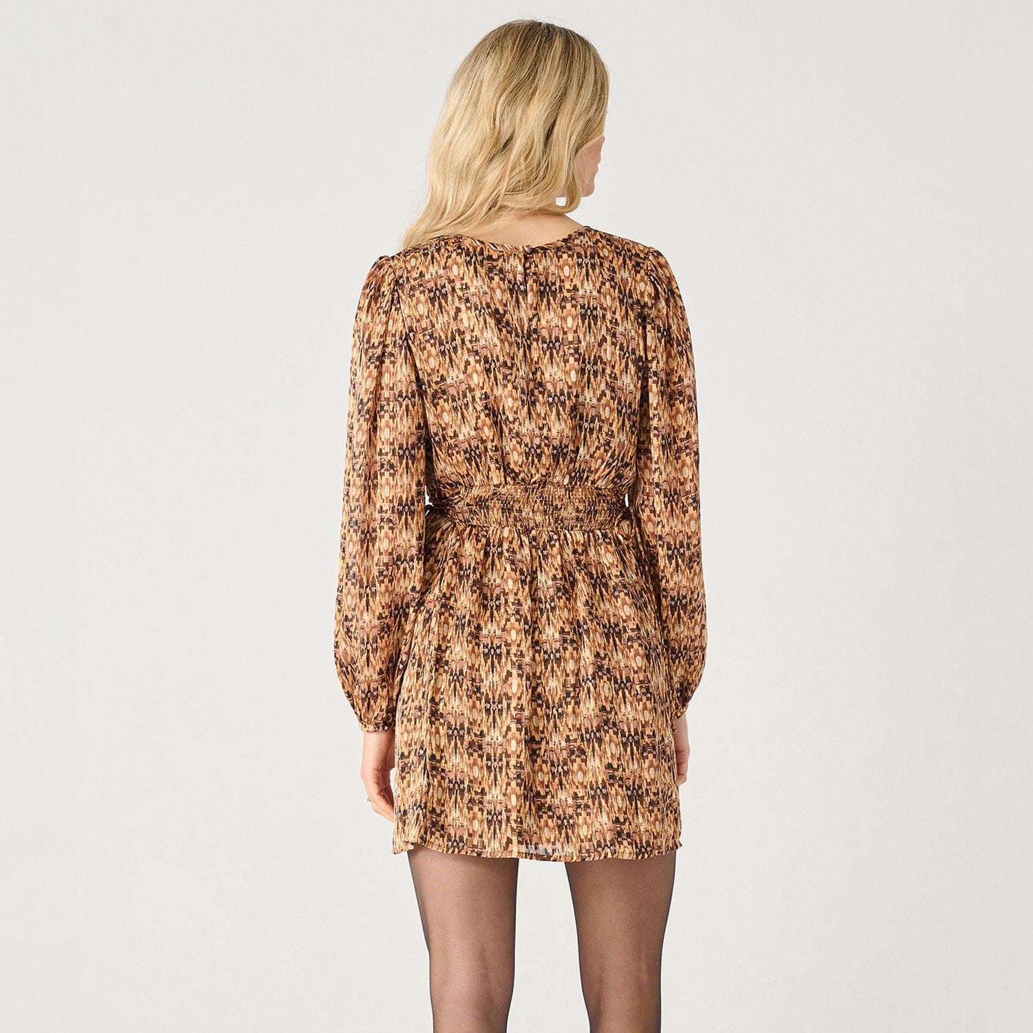 Devoted Long sleeve smocked waist mini dress