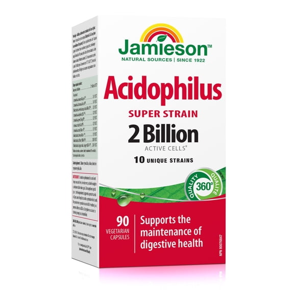 Jamieson Acidophilus Capsules, 2 Billion CFU, Super Strain, 90 Count