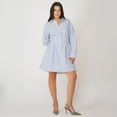thumbnail image 2 of Devoted long sleeve striped button-up A-line mini dress, 2 of 4