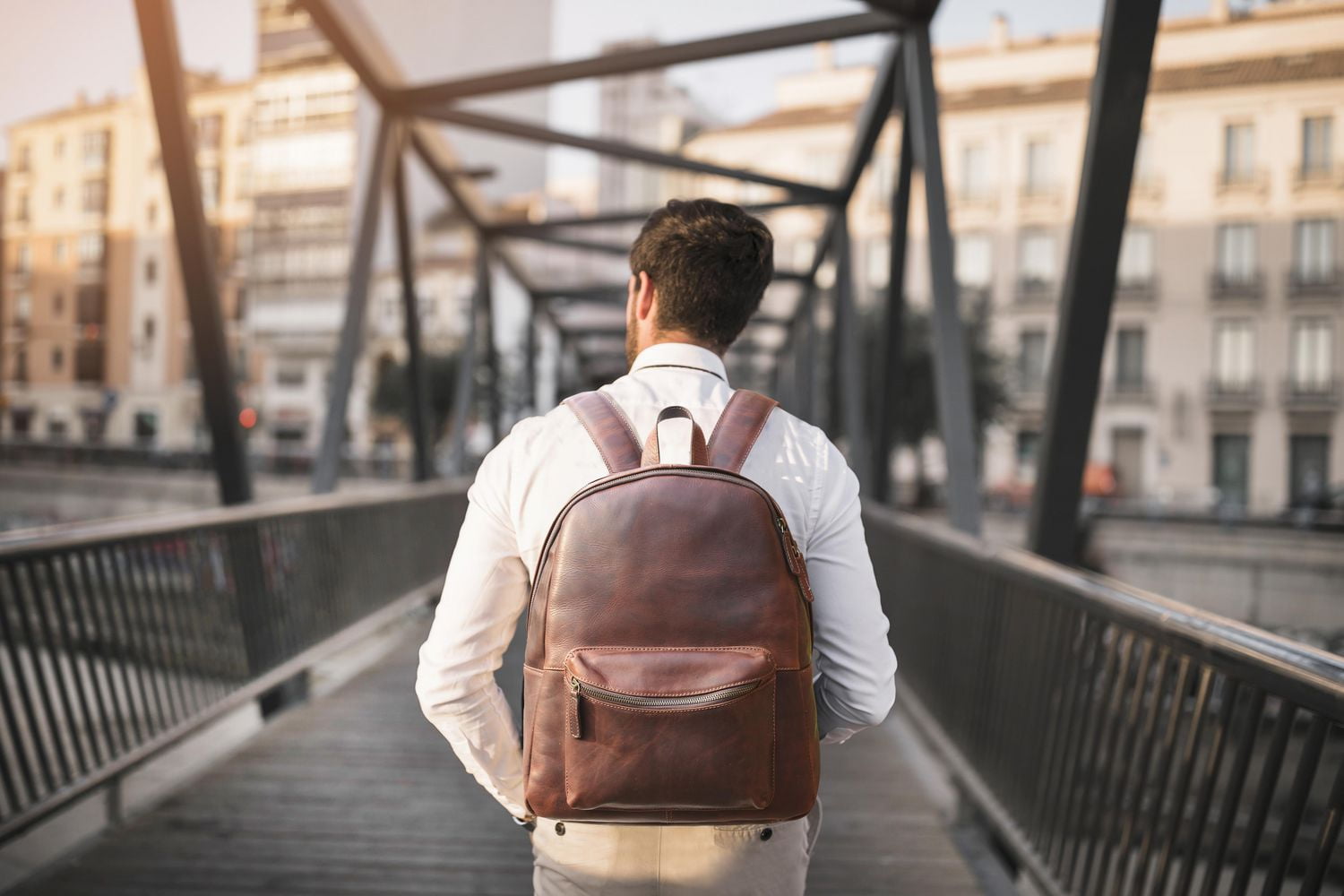 Brown leather cheap backpack purses