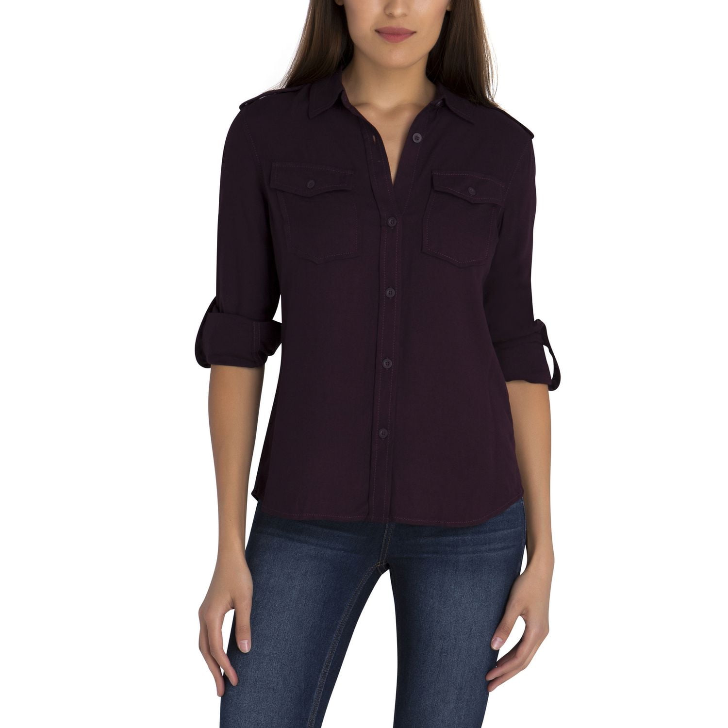 Jordache Women's Super Soft Military Denim Shirt