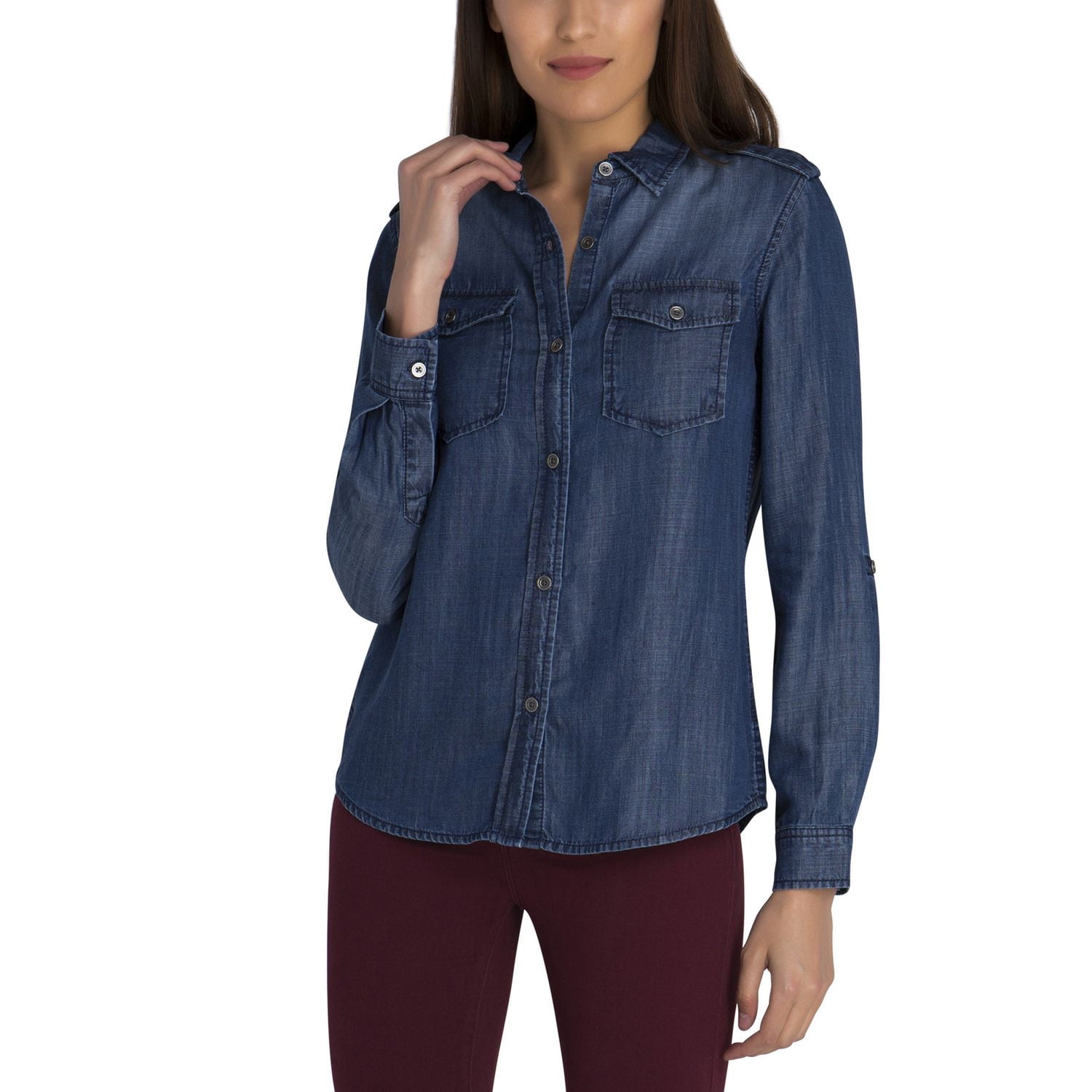 Jordache Women's Super Soft Military Denim Shirt