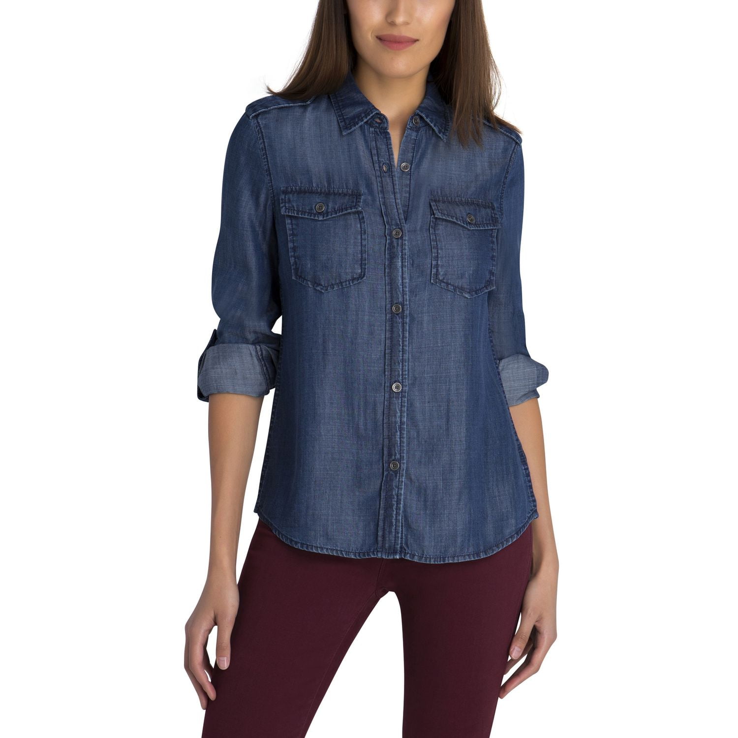 Jordache Women's Super Soft Military Denim Shirt