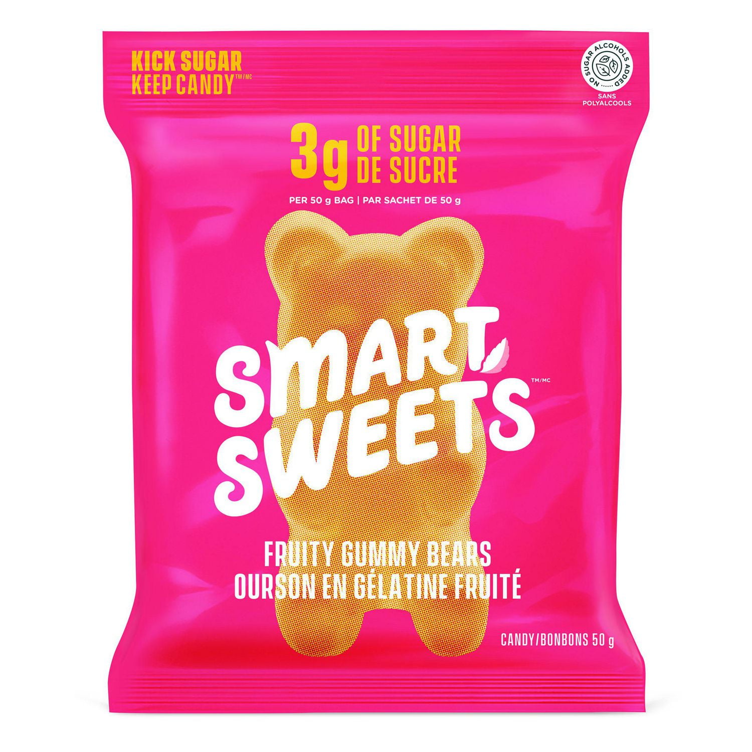 SmartSweets, Fruity Gummy Bears, 50g Pouch Candy with no artificial sweeteners or added sugar