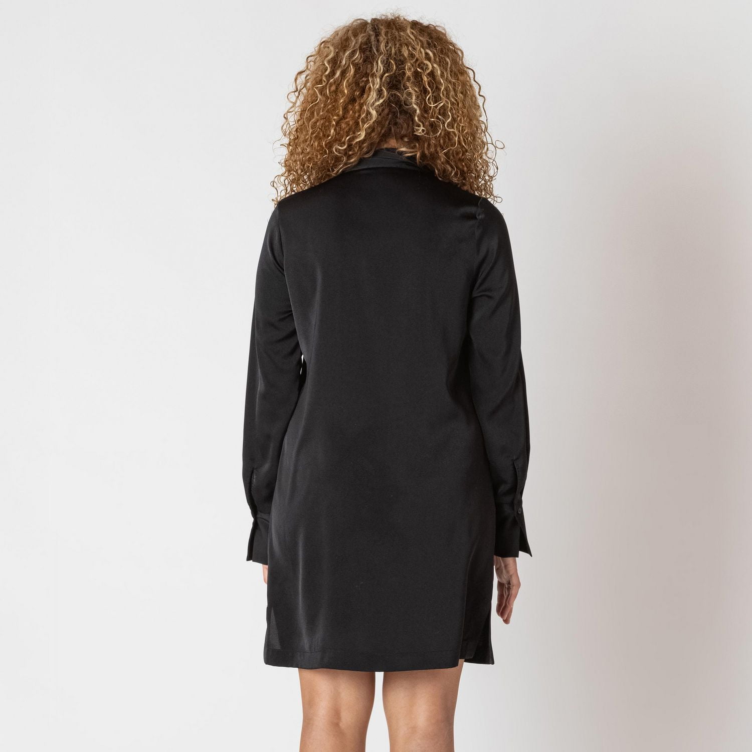 Devoted long sleeve V-neck mini dress with neck scarf