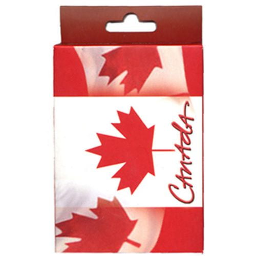 Cartes aux jouer dans un boîte d'étain avec feuille d'érable canadienne