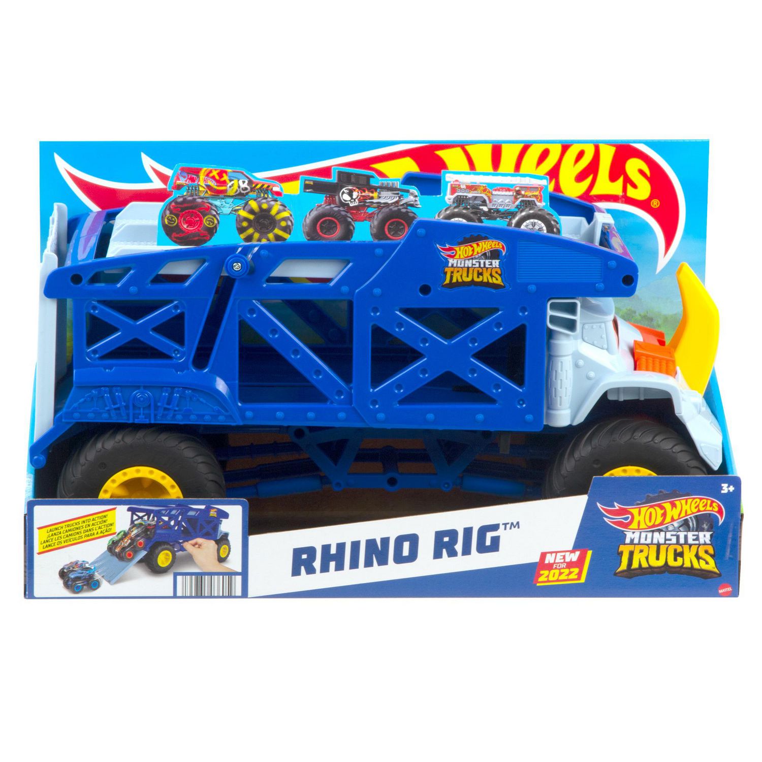 Hot Wheels Monster Trucks Monster Mover Rhino Hauler, Gift for Kids 3 Years  & Up
