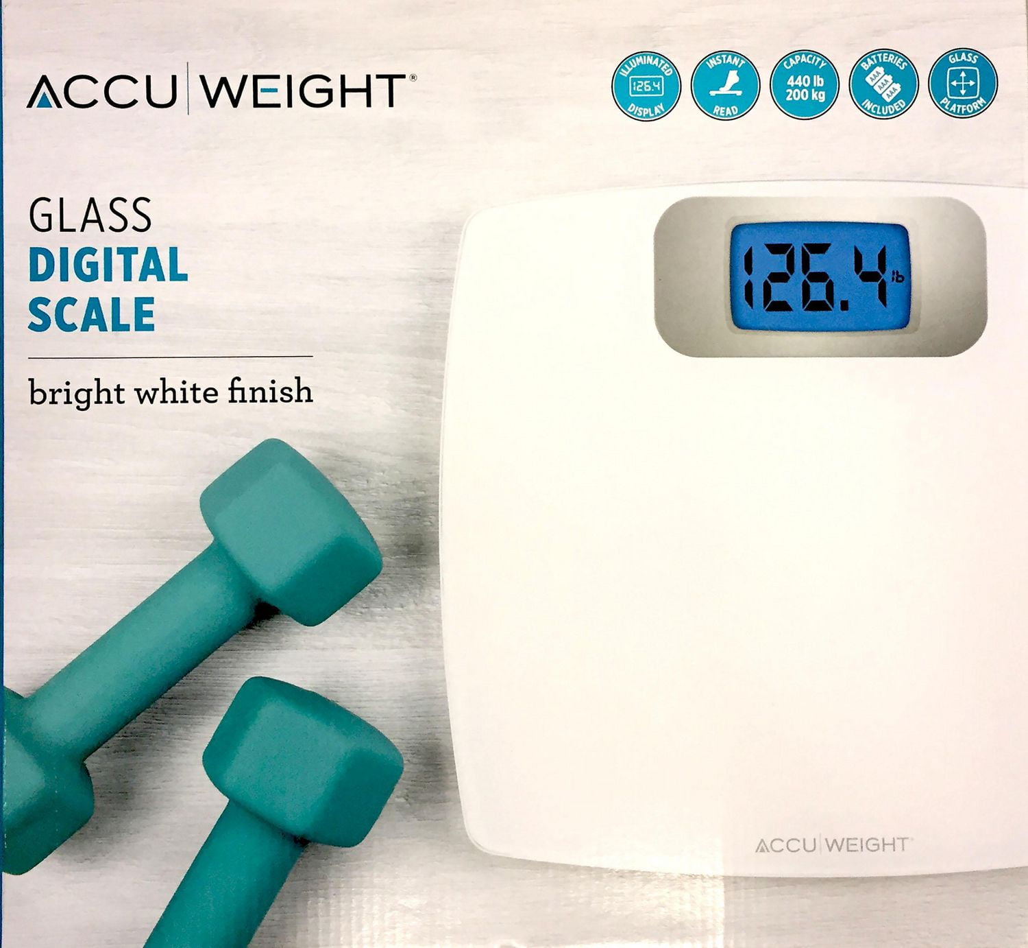 Accuweight glass digital scale with bright white finish Walmart Canada