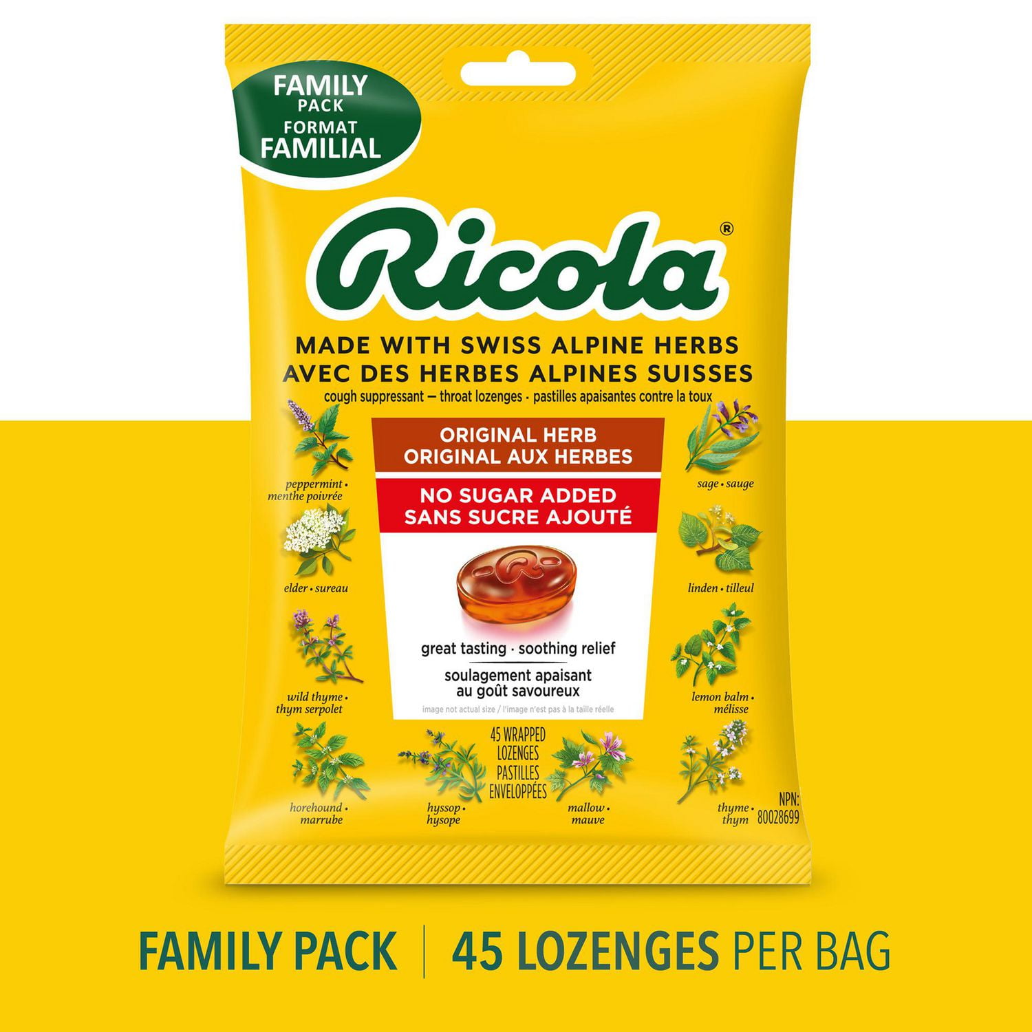 Original Herb No Sugar Added Cough Drops,, 45 Count
