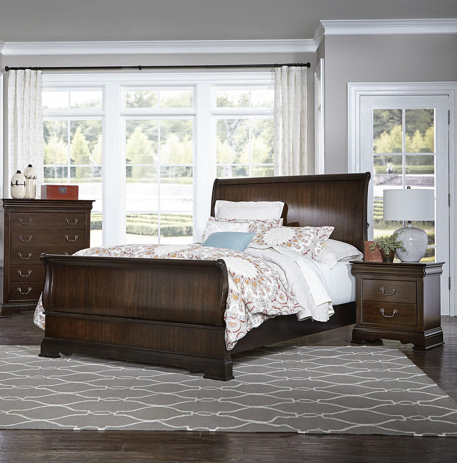 Topline Home Furnishings 3pc Cherry Brown Bed Set | Walmart Canada