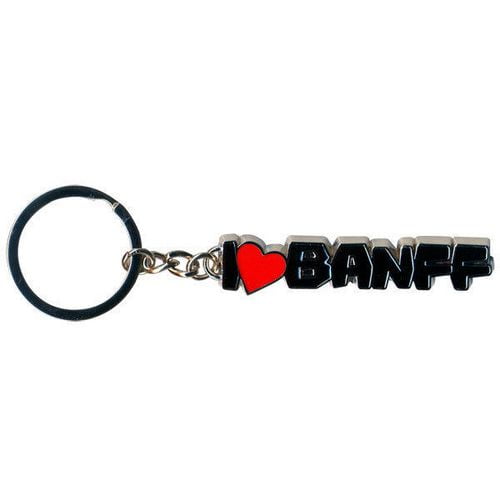 Porte-clés en métal et émail avec conception de coeur et script: Banff