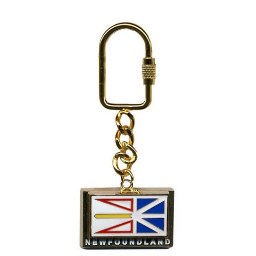 Porte-clés en émail avec point mobile, drapeau du Terre-Neuve