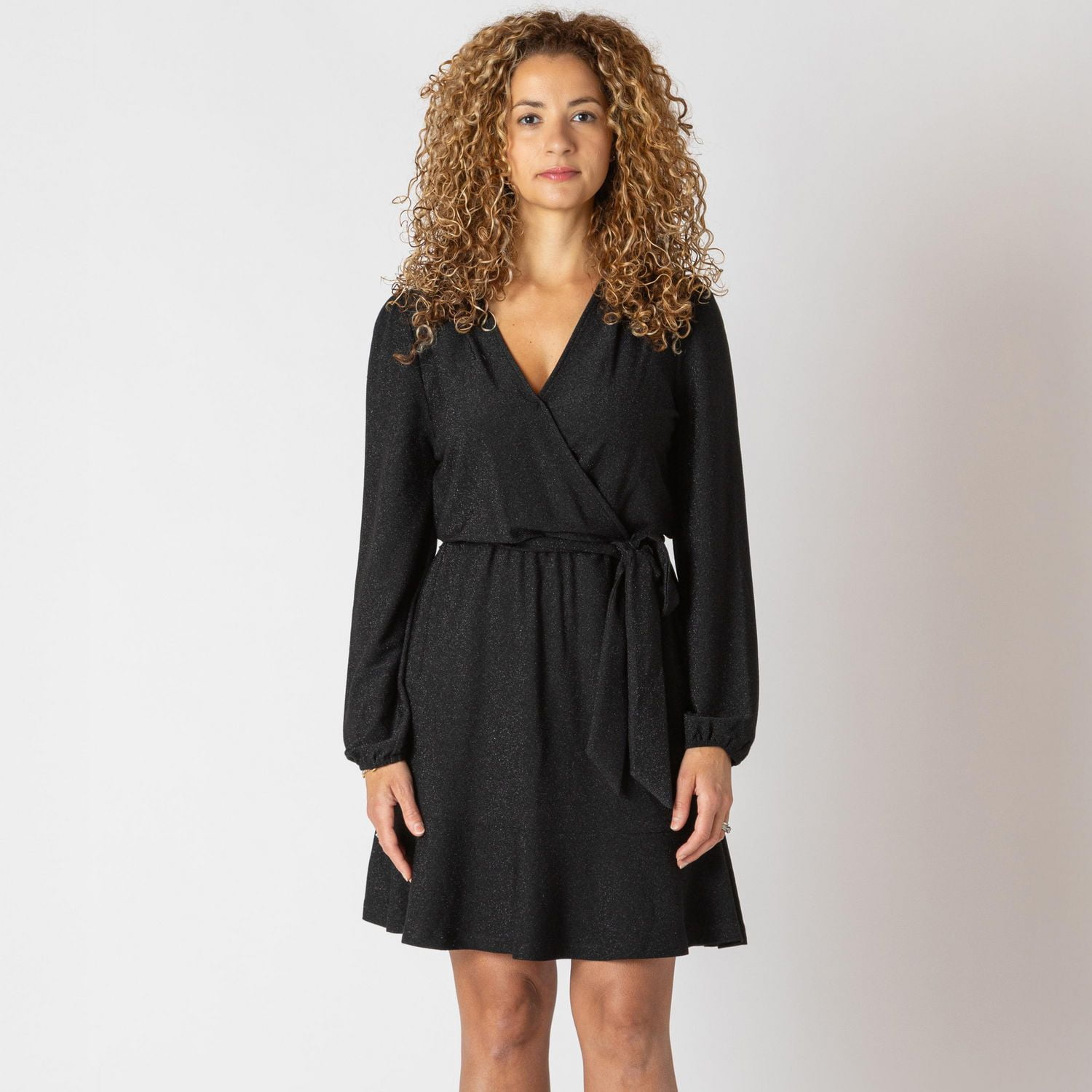 Devoted L/S wrap mini dress<br>