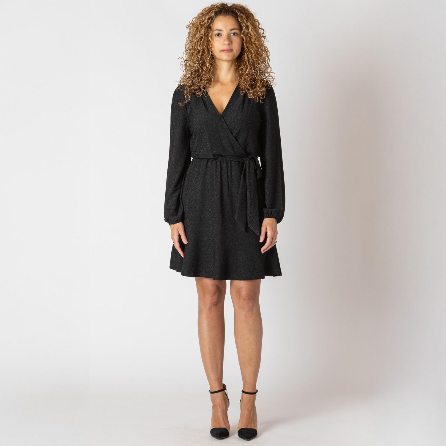 Devoted L/S wrap mini dress<br>