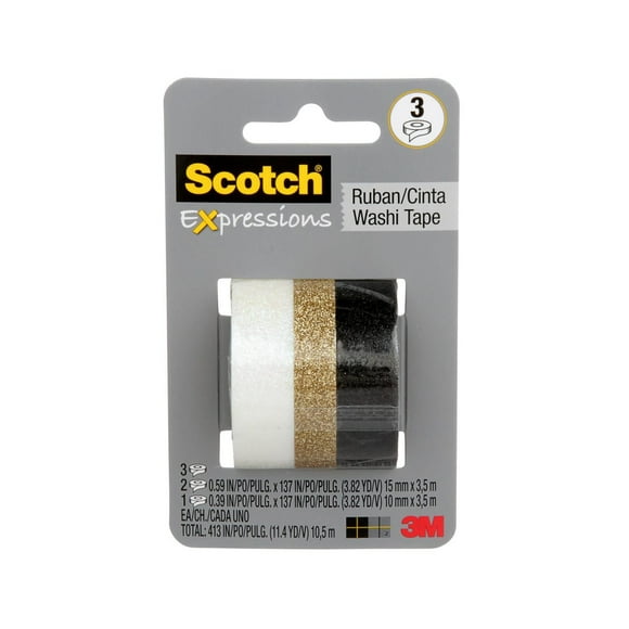 Scotch® Expressions Glitter Tape C1017-3-P7, Assorted Sizes Multi-pack