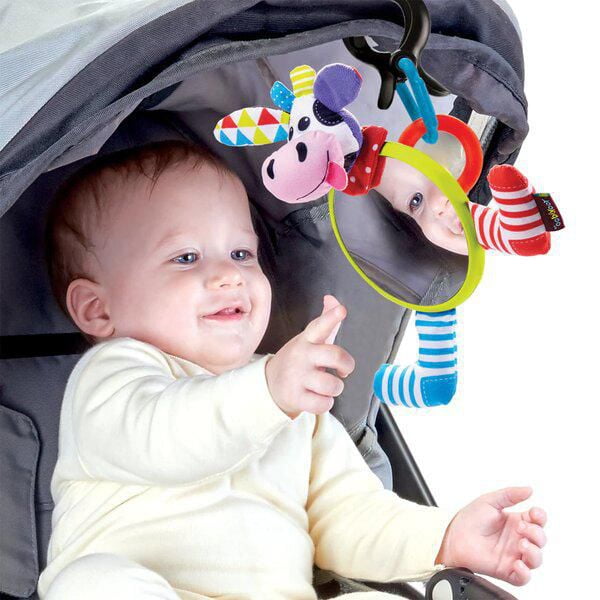 My First Mirror Friend Cow Baby Safe Mirror with Animal Pal Textures Teether and Rattle for Crib Stroller and Tummy Time Walmart