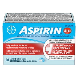 ASPIRIN 81mg, Comprimés enrobés d'entérique à faible dose quotidiens