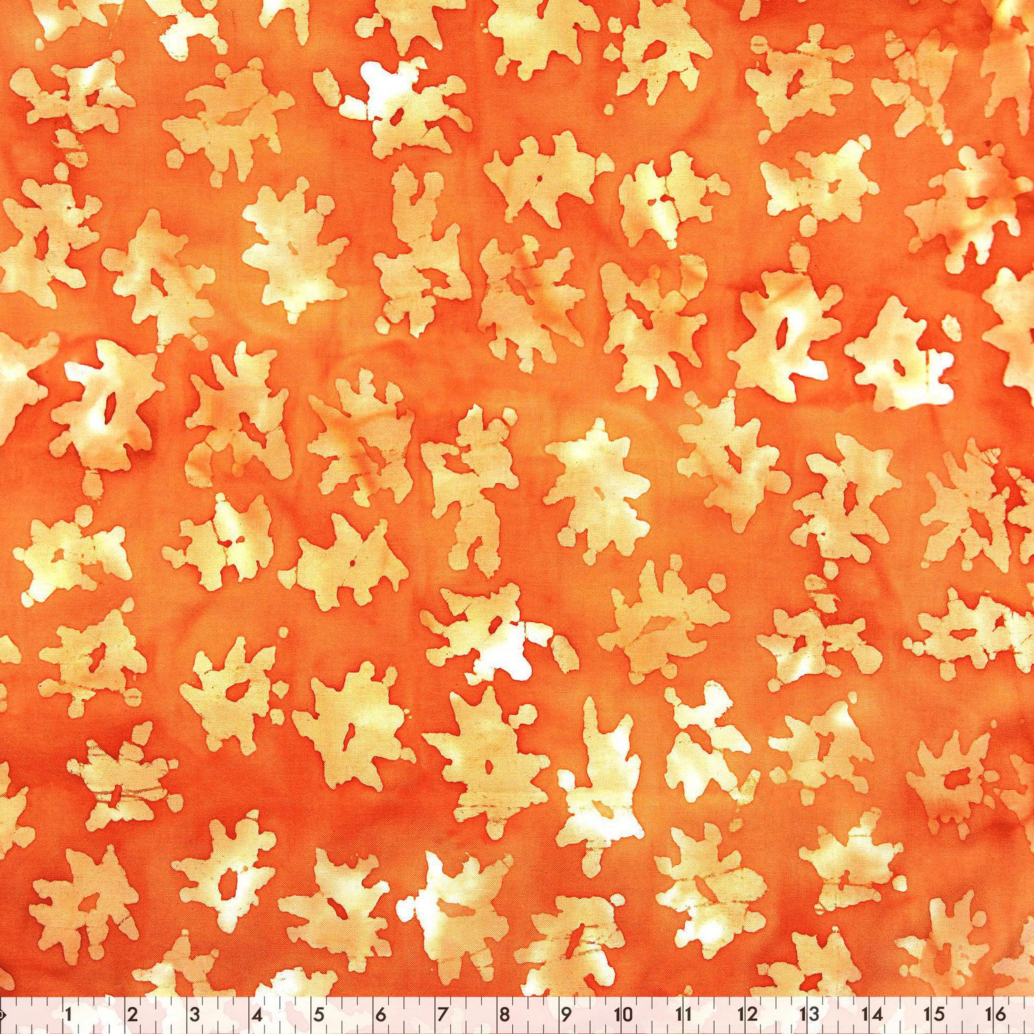 Fabric Creations Dark Orange with Light Orange Tie Dye Leaves 1/2 Yard