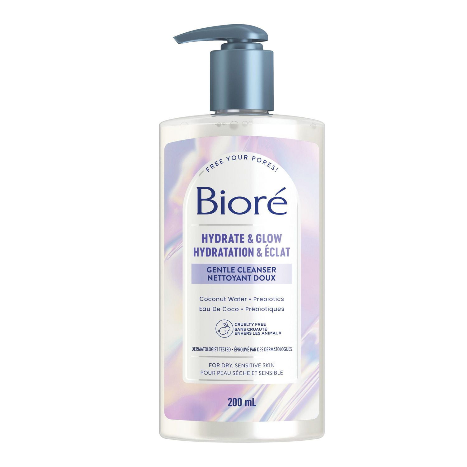 Bioré Hydrate & Glow Gentle Cleanser, Face Wash for Dry and Sensitive Skin,  200mL, Dermatologist Tested