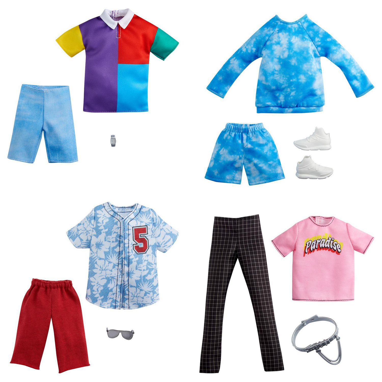 ​Barbie Fashions Pack: Ken Doll Clothes with Blue Tie-Dye Top, Matching  Shorts & 1 Pair of Sneakers