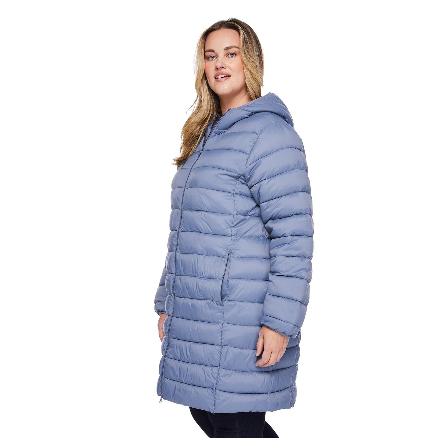 George Plus size Ladies Packable Hooded Puffer Coat, Size 1X to 4X