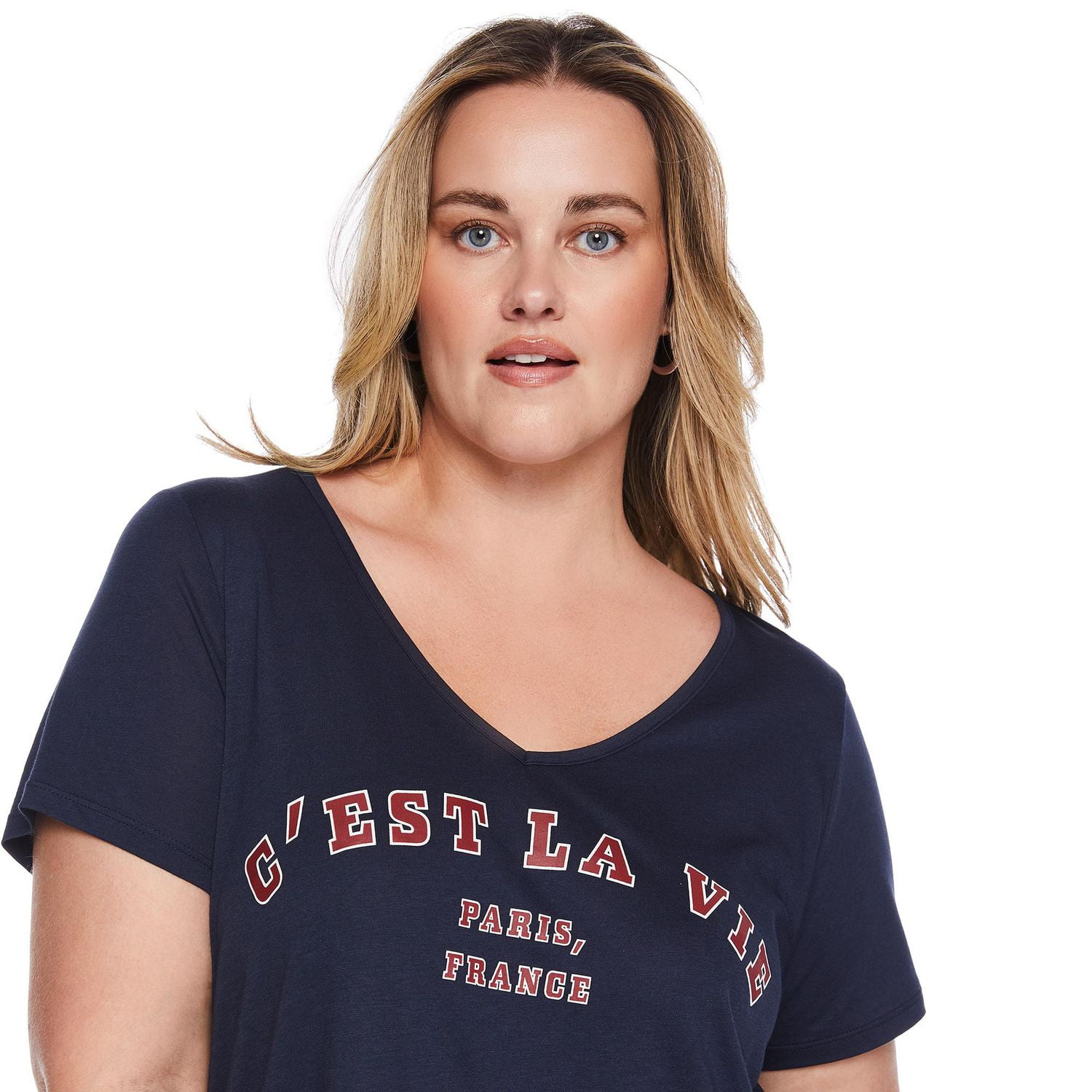 T-shirt avec encolure en V George Plus pour femmes Tailles 1X-4X