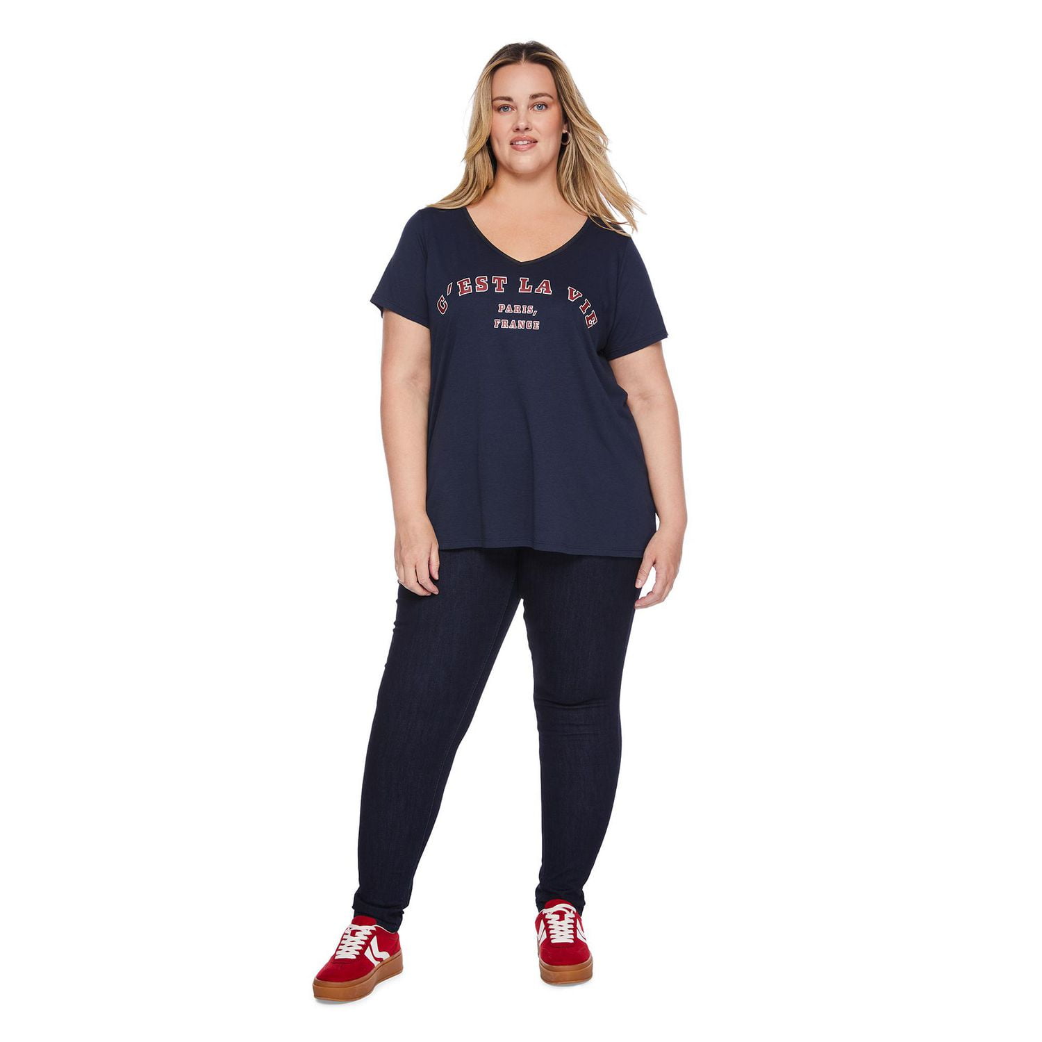 T-shirt avec encolure en V George Plus pour femmes Tailles 1X-4X