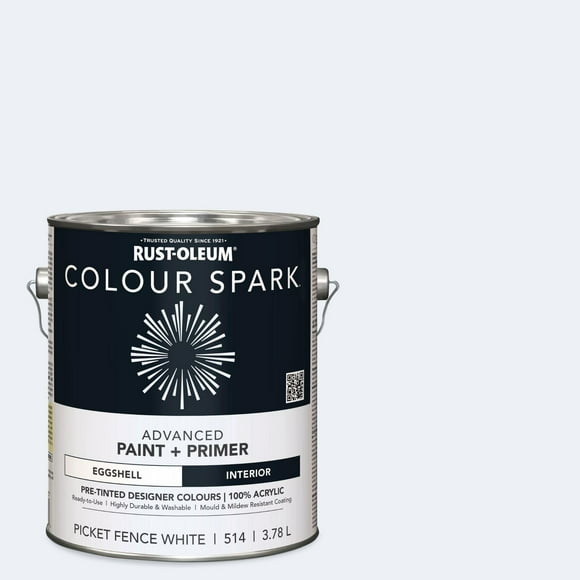 Rust-Oleum Colour Spark™ Paint + Primer, Interior Eggshell, Picket Fence White 3.78 L, 3.78 L