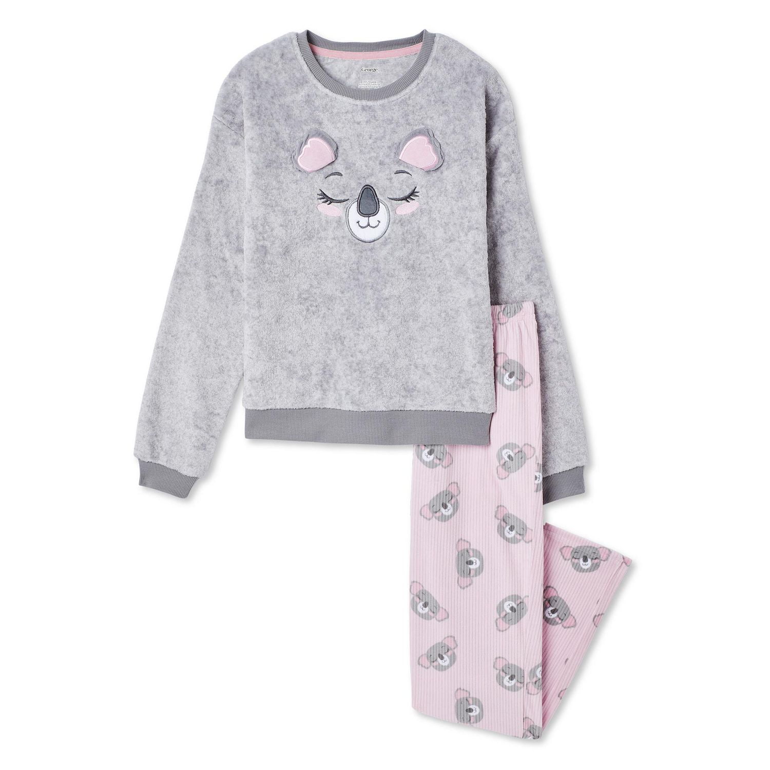 Pyjama 2 pièces en velours George pour filles Tailles TP–TG