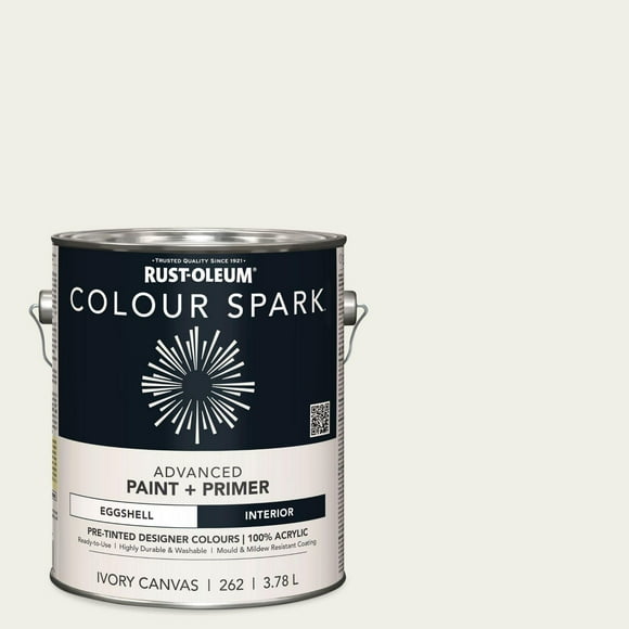 Rust-Oleum Colour Spark™ Paint + Primer, Interior Eggshell, Ivory Canvas 3.78 L, 3.78 L