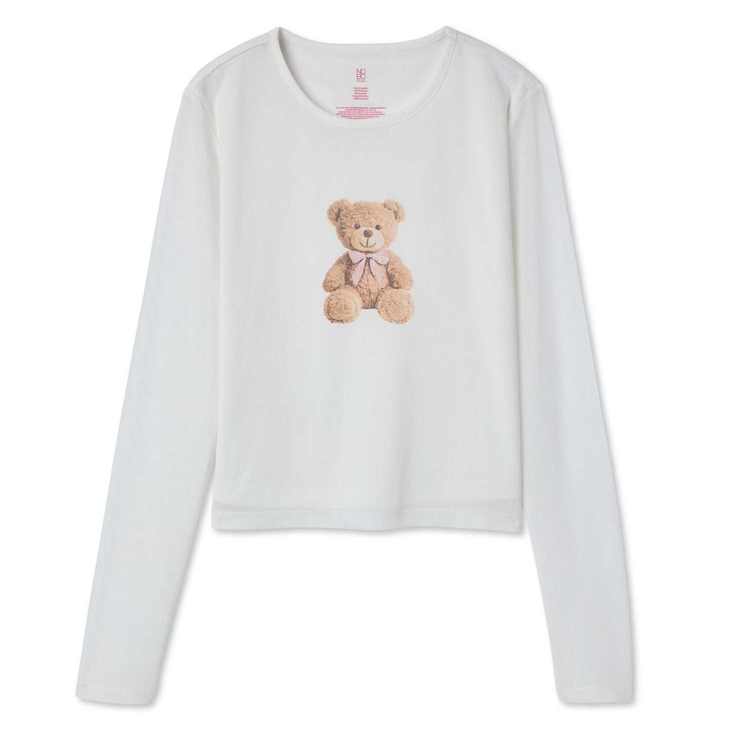 No Boundaries Women's Long Sleeve Mesh Tee, Sizes XS-XXL