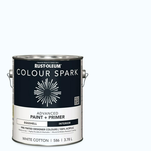 Rust-Oleum Colour Spark™ Paint + Primer, Interior Eggshell, White Cotton 3.78 L, 3.78 L
