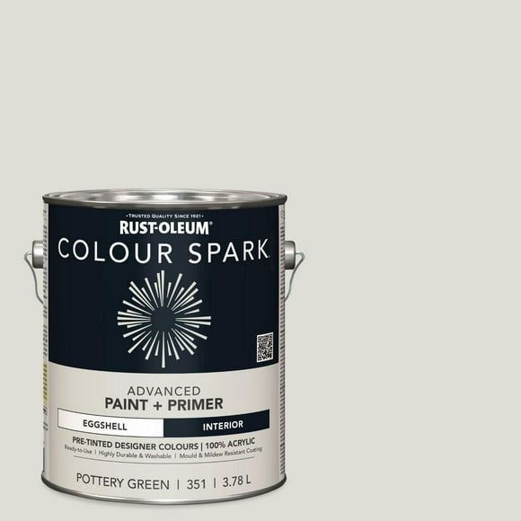 Rust-Oleum Colour Spark™ Paint + Primer, Interior Eggshell, Pottery Green 3.78 L, 3.78 L