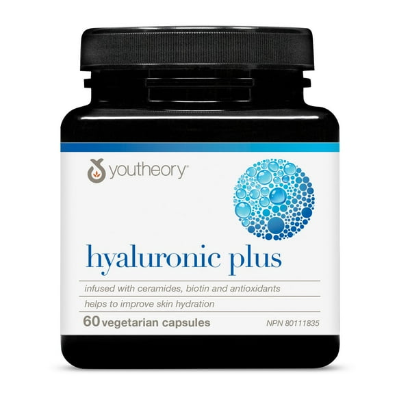 Youtheory Hyaluronic Plus Capsules, 60 mg, Vegetarian, 60 Count
