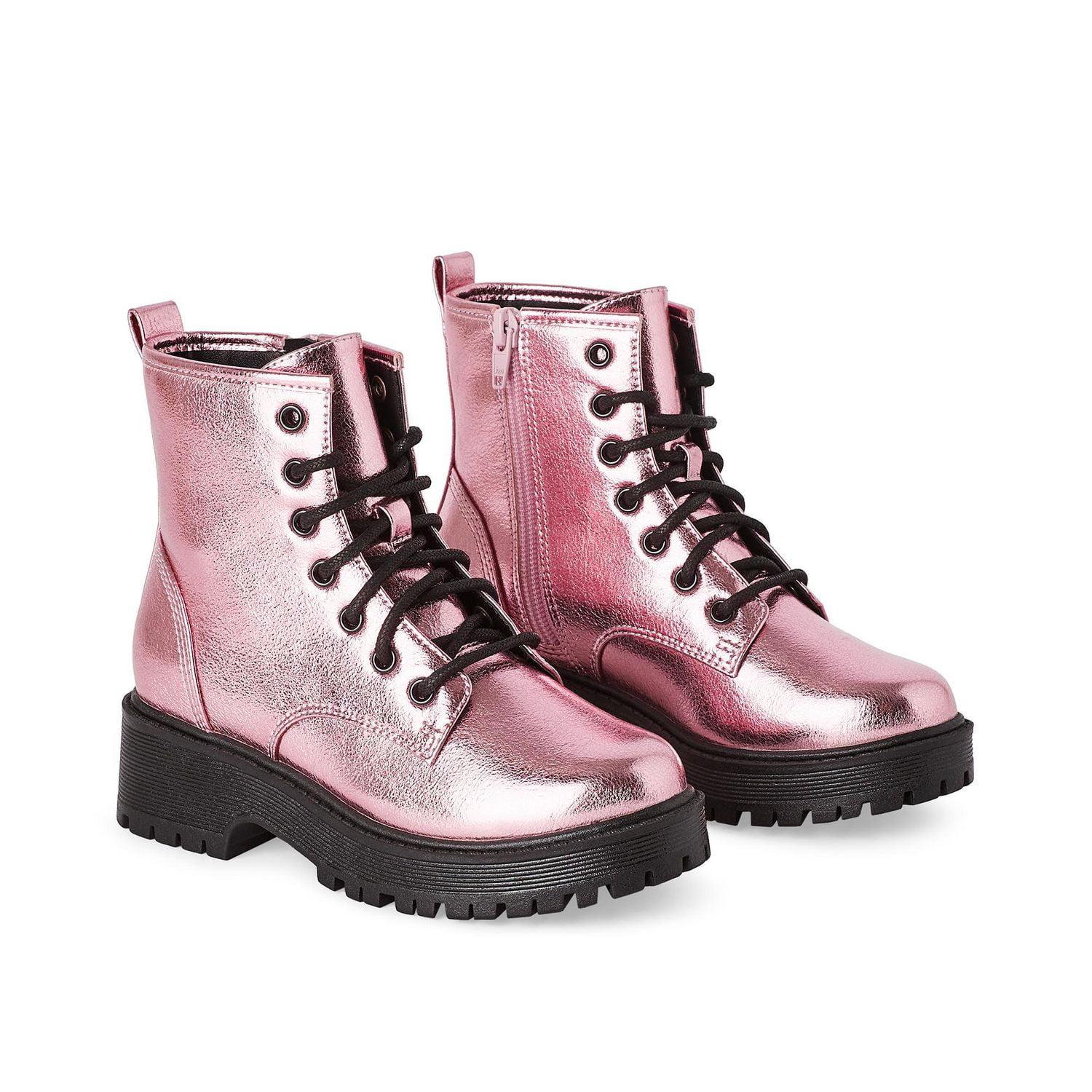 Girls pink combat boots hotsell