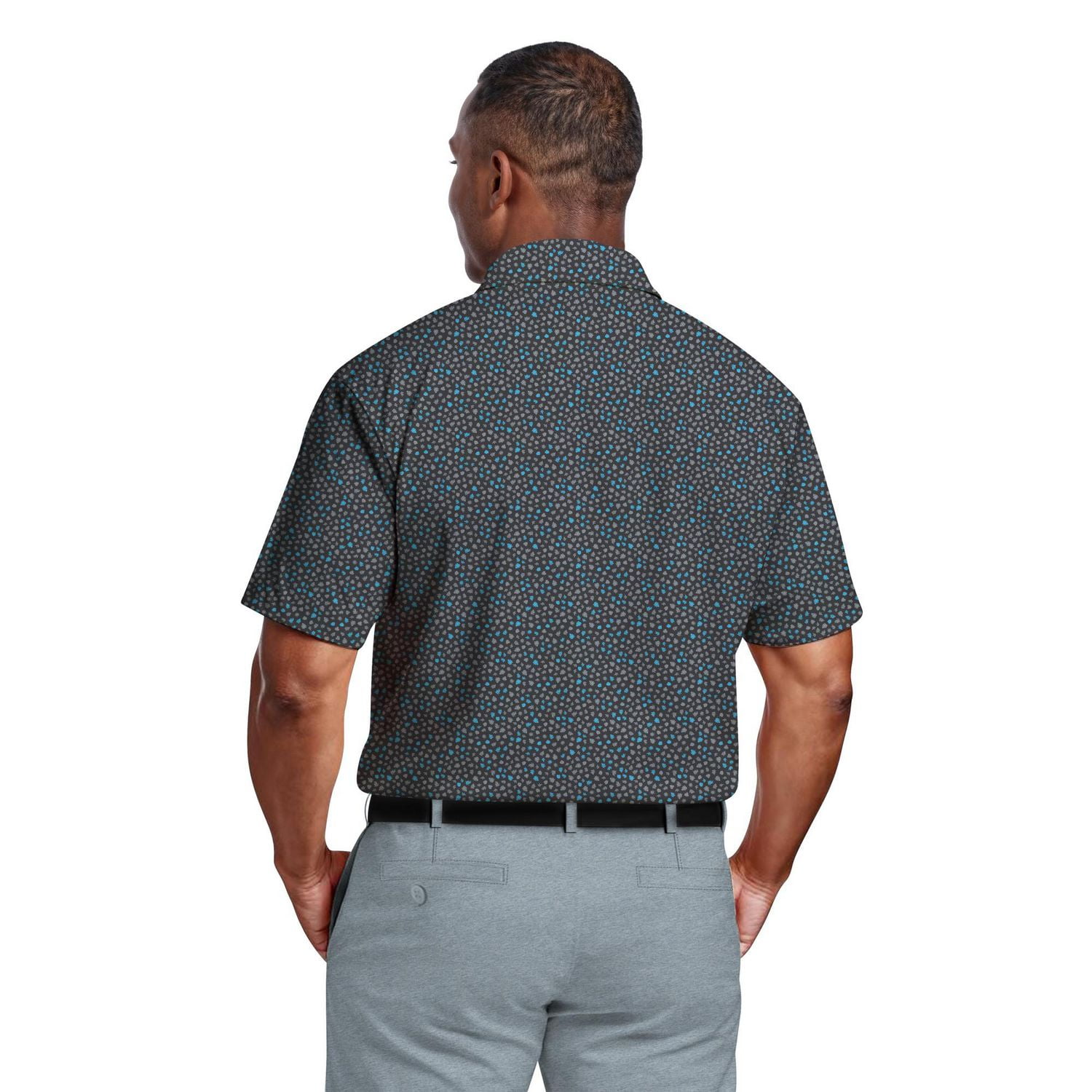 Ben Hogan Performance Men's Fall Micro Leaf Print Golf Polo Shirt,