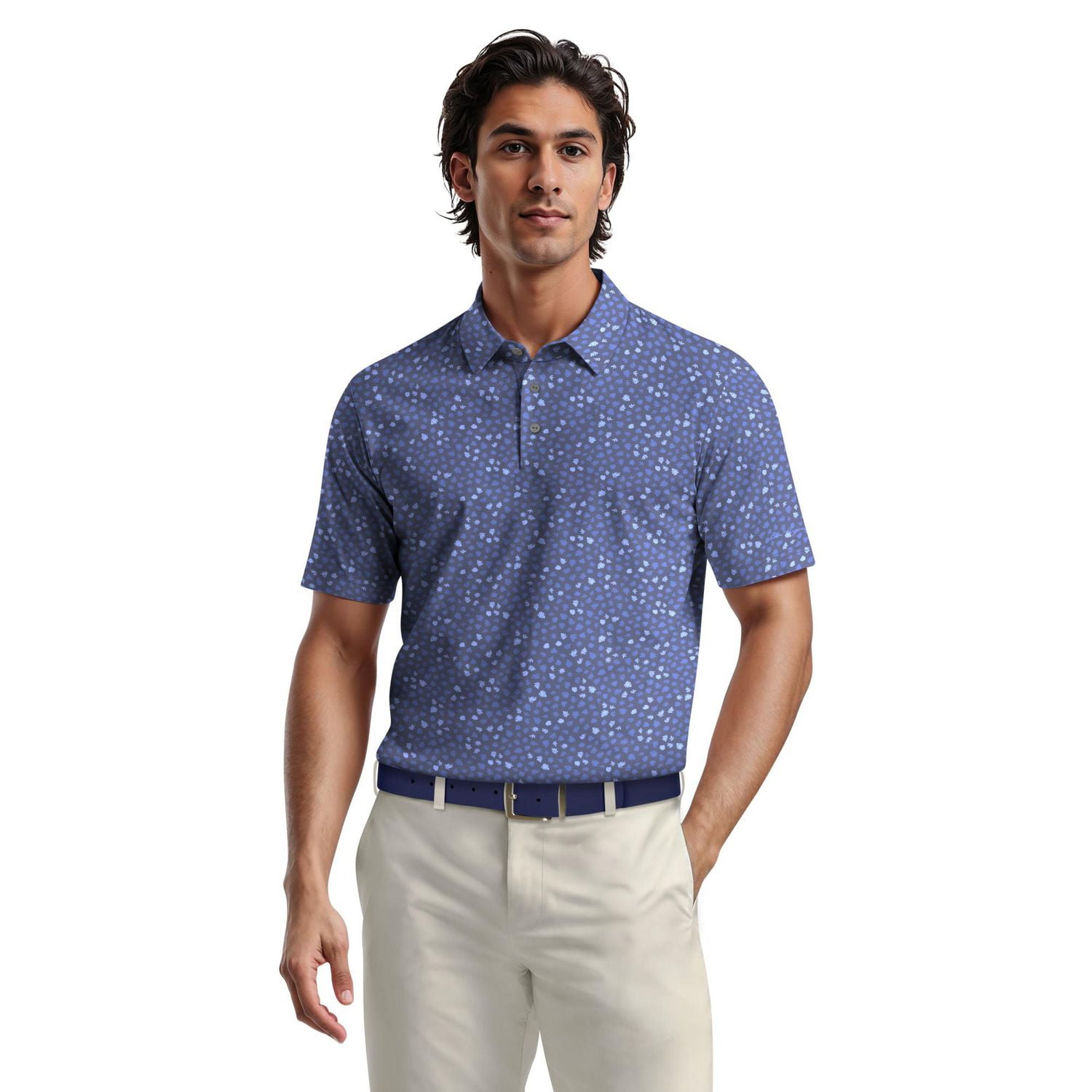 Polo de Golf Homme Manches Courtes Ben Hogan Performance Imprimé Feuilles Micro Automne Pour